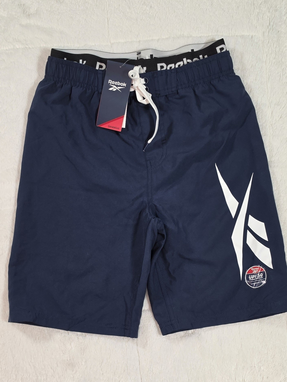 Reebok Navy Blue Swim Trunks with White Logo(SW300-22)